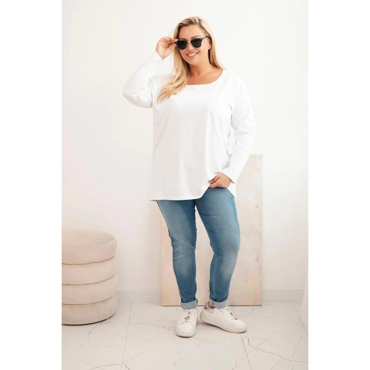 Moteriška Plus Size palaidinė su laiveliu, balta
