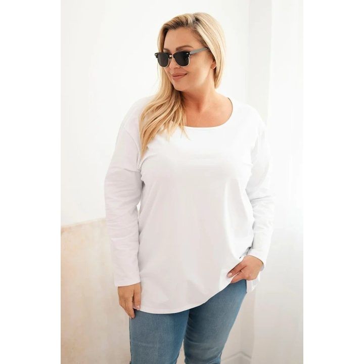 Moteriška Plus Size palaidinė su laiveliu, balta