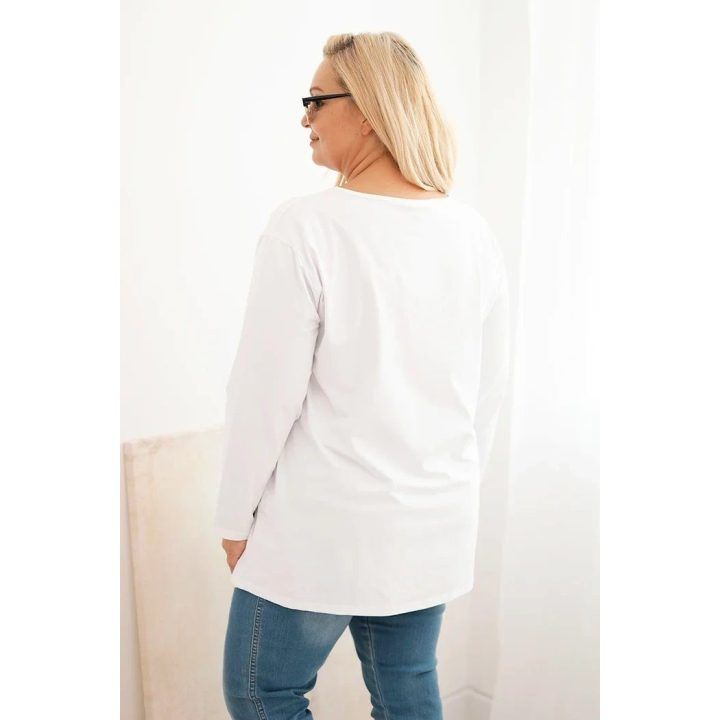 Moteriška Plus Size palaidinė su laiveliu, balta