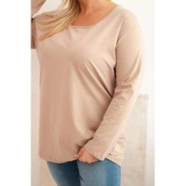 Moteriška Plus Size palaidinė su laivelio iškirpte, kapučino spalvos