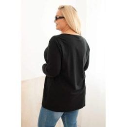 Moteriška Plus Size palaidinė su laivelio formos iškirpte, juodos spalvos