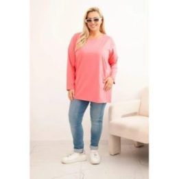 Moteriška Plus Size palaidinė ilgomis rankovėmis, rožinės spalvos