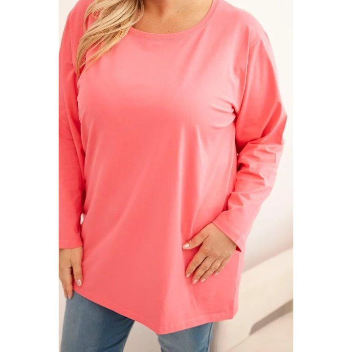 Moteriška Plus Size palaidinė ilgomis rankovėmis, rožinės spalvos