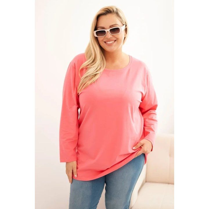 Moteriška Plus Size palaidinė ilgomis rankovėmis, rožinės spalvos