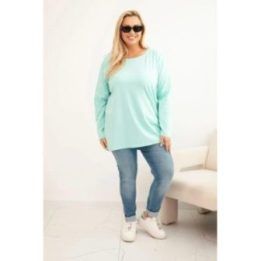 Moteriška Plus Size palaidinė su apvalia iškirpte, mėtų spalvos