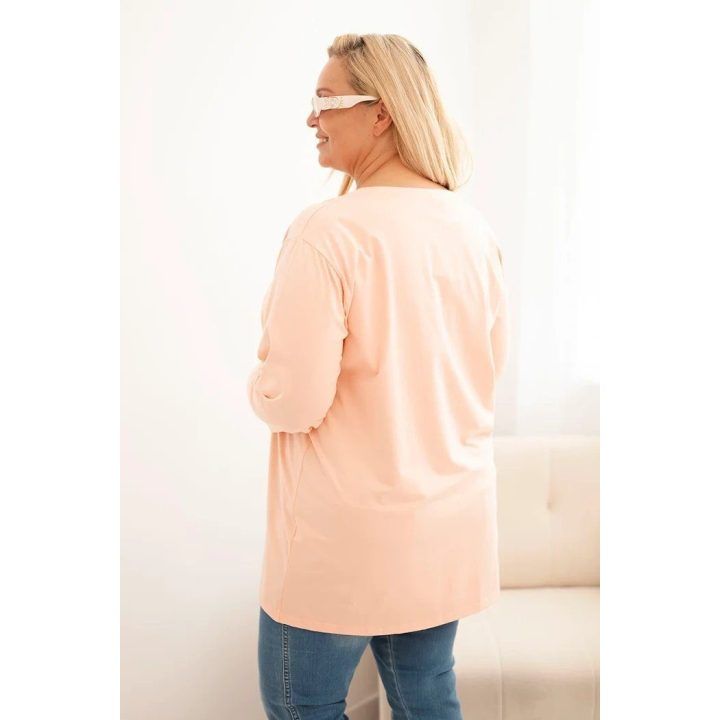 Moteriška Plus Size palaidinė ilgomis rankovėmis, persikinės spalvos
