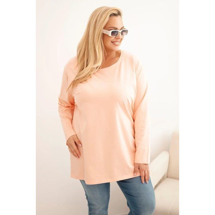 Moteriška Plus Size palaidinė ilgomis rankovėmis, persikinės spalvos