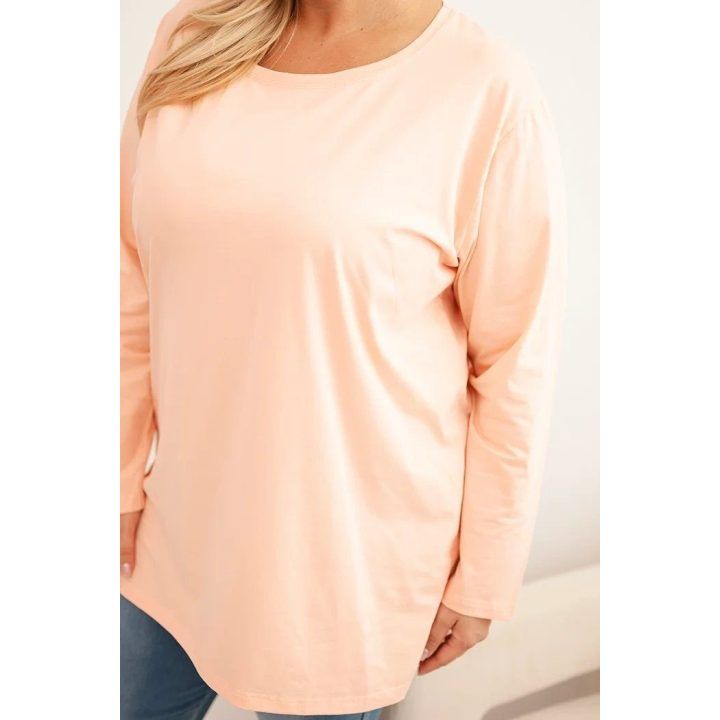 Moteriška Plus Size palaidinė ilgomis rankovėmis, persikinės spalvos