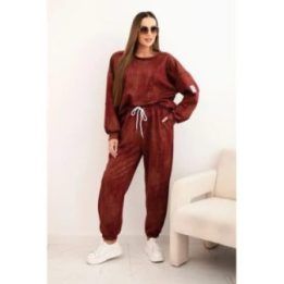 Moteriškas oversize laisvalaikio komplektas, burgundiškos spalvos
