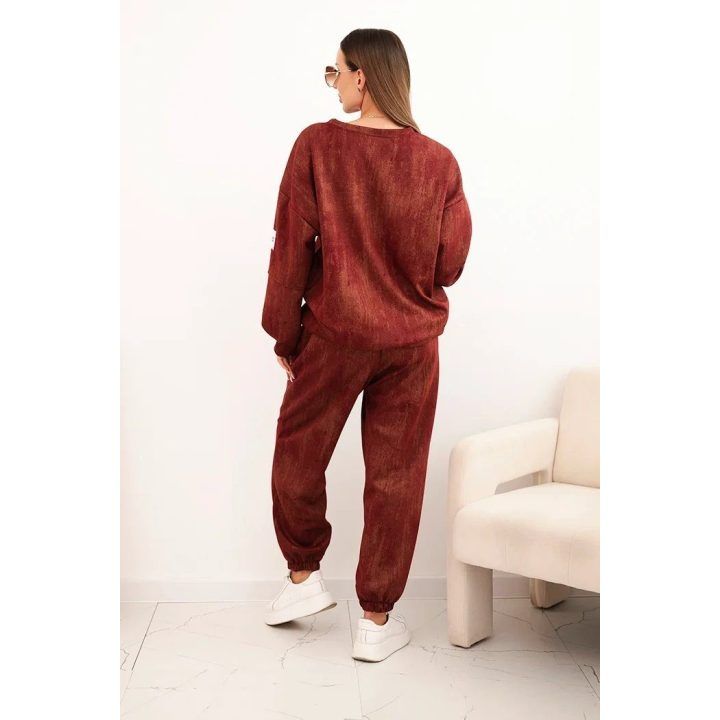 Moteriškas oversize laisvalaikio komplektas, burgundiškos spalvos