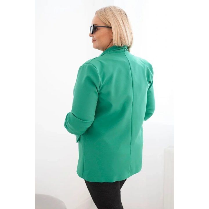 Moteriškas Plus Size švarkas be užsegimo su pamušalu, žalias