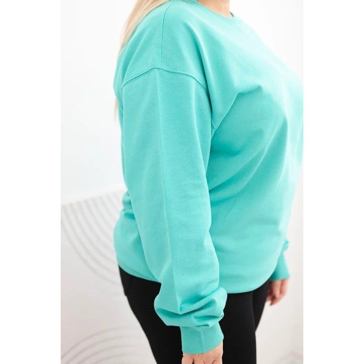 Moteriškas Plus Size džemperis su apvalia iškirpte, mėtų spalvos
