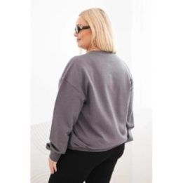 Moteriškas Plus Size medvilninis džemperis su apvalia iškirpte, grafito spalvos