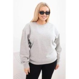 Moteriškas Plus Size džemperis su apvalia iškirpte, pilkos spalvos