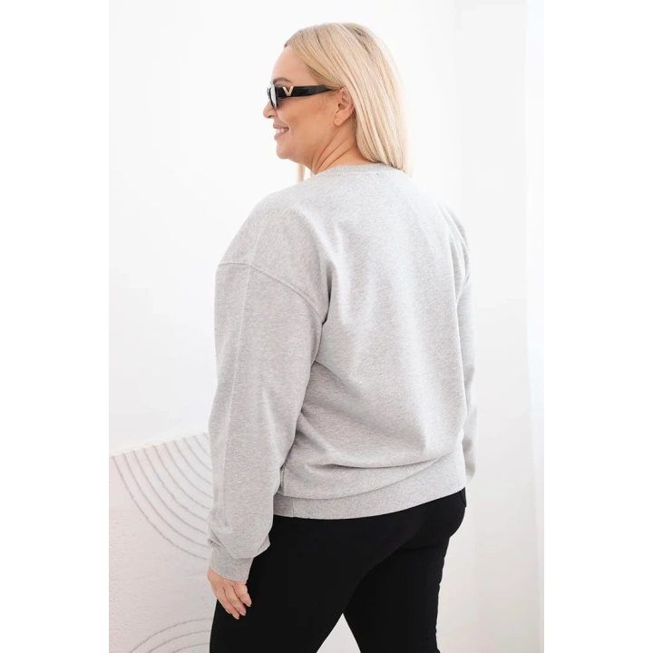 Moteriškas Plus Size džemperis su apvalia iškirpte, pilkos spalvos