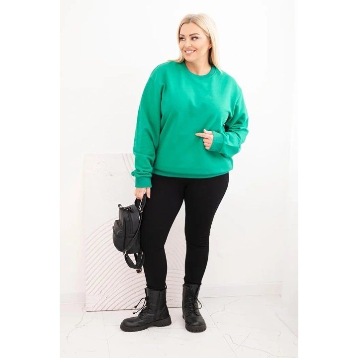 Moteriškas Plus Size medvilninis džemperis, šviesiai žalios spalvos
