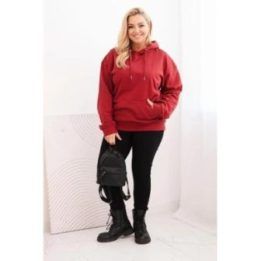 Moteriškas Plus Size džemperis su gobtuvu, burgundiškos spalvos