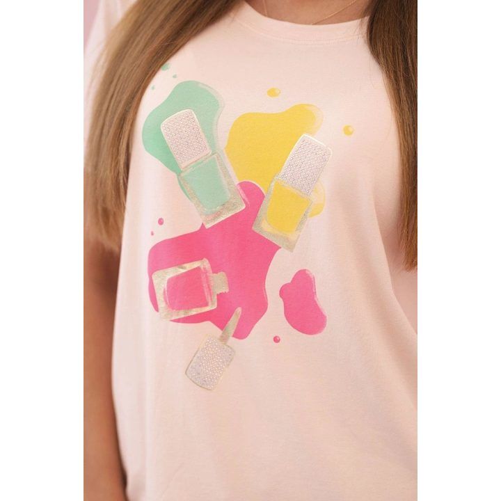 Moteriška medvilninė palaidinė su spalvotu raštu, rožinės spalvos