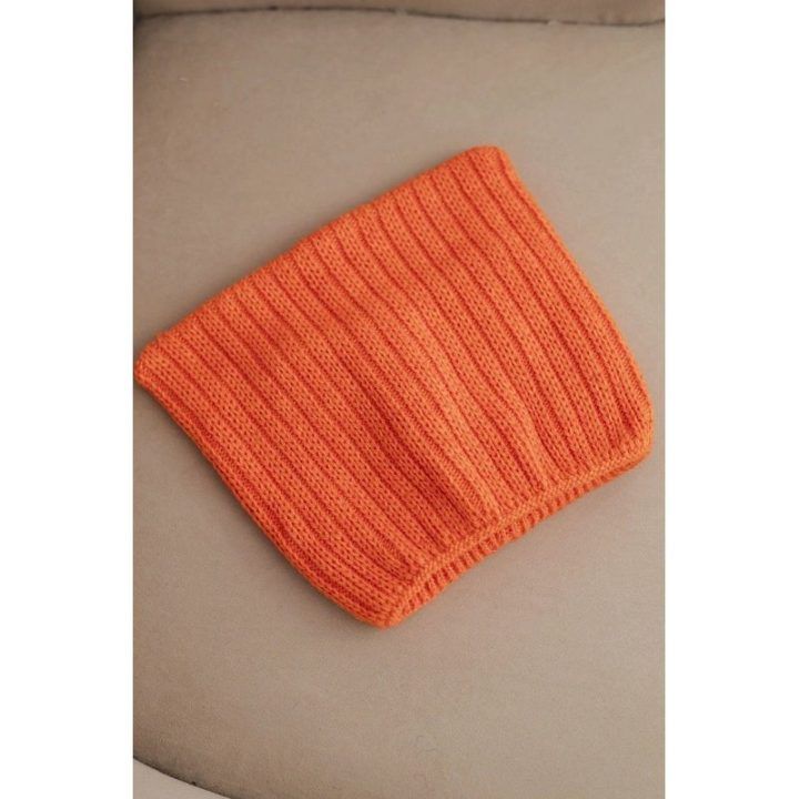 Moteriška žieminė kepurė katės forma, oranžinės spalvos