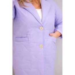 Moteriška Plus Size dygsniuota striukė su dekoratyvinėmis sagomis, šviesiai violetinė