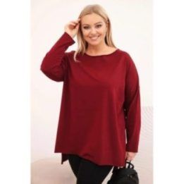 Moteriška Plus Size palaidinė ilgomis rankovėmis, bordo spalvos