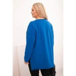 Moteriška Plus Size palaidinė ilgomis rankovėmis, kobalto mėlynos spalvos