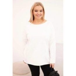 Moteriška Plus Size palaidinė ilgomis rankovėmis, balta