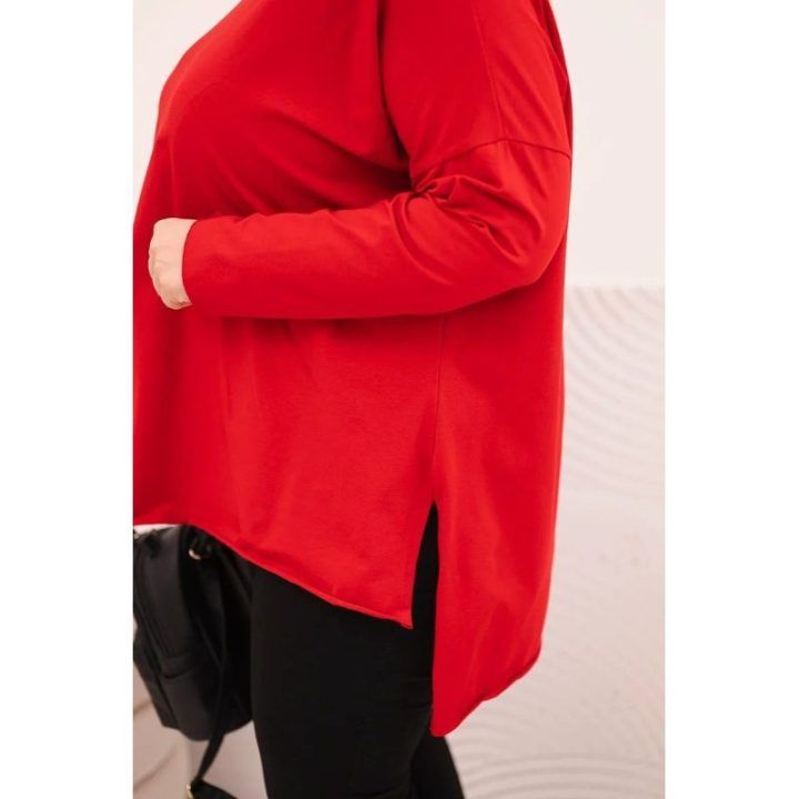 Moteriška Plus Size raudona palaidinė ilgomis rankovėmis