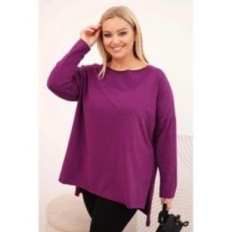 Moteriška Plus Size palaidinė ilgomis rankovėmis, tamsiai violetinė