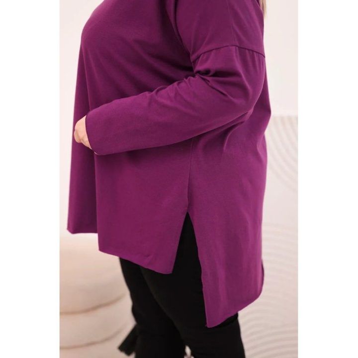 Moteriška Plus Size palaidinė ilgomis rankovėmis, tamsiai violetinė