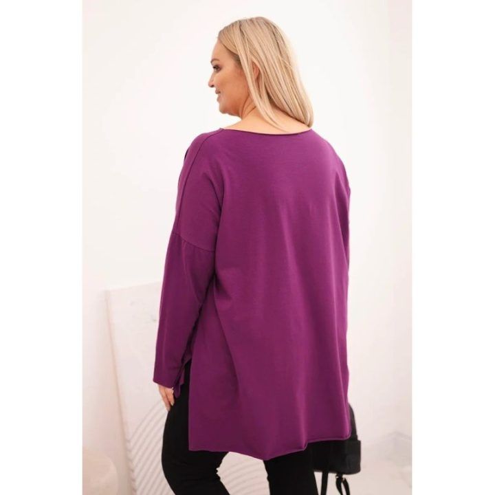 Moteriška Plus Size palaidinė ilgomis rankovėmis, tamsiai violetinė