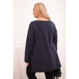 Moteriška Plus Size palaidinė su ilgomis rankovėmis, tamsiai mėlynos spalvos
