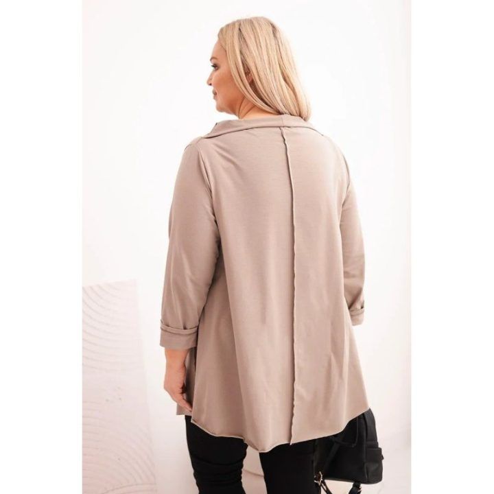 Moteriška Plus Size medvilninė asimetrinė palaidinė, kapučino spalvos