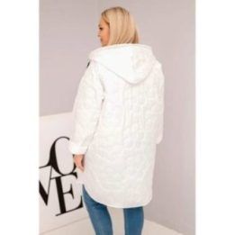 Moteriška Plus Size dygsniuota striukė su gobtuvu HOPE, balta