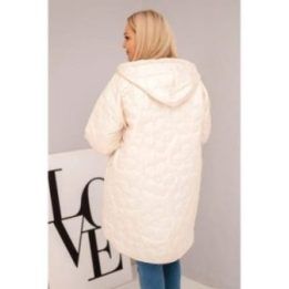 Moteriška Plus Size dygsniuota striukė su gobtuvu HOPE, šviesiai smėlio spalvos