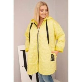 Moteriška Plus Size geltona striukė su gobtuvu ir HOPE užrašu