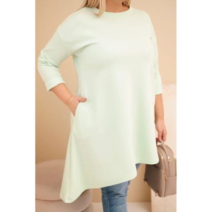 Moteriška Plus Size suknelė su viskoze, mėtų spalvos