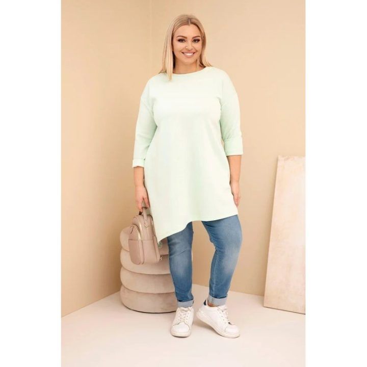 Moteriška Plus Size suknelė su viskoze, mėtų spalvos