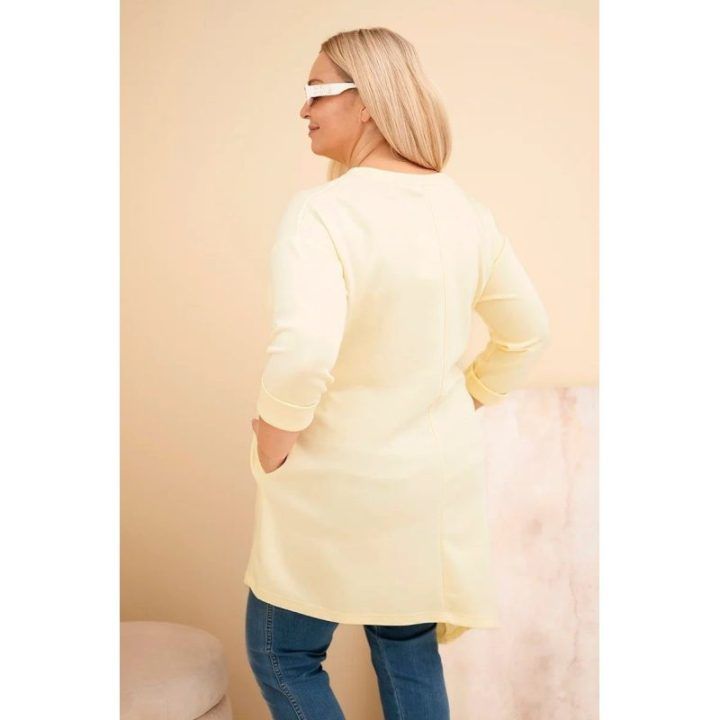 Moteriška Plus Size viskozinė suknelė geltonos spalvos
