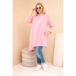 Moteriška Plus Size viskozinė suknelė, pudrinės rožinės spalvos