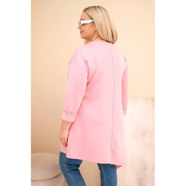 Moteriška Plus Size viskozinė suknelė, pudrinės rožinės spalvos