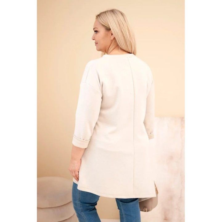 Moteriška Plus Size suknelė, smėlio spalvos