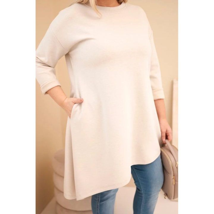 Moteriška Plus Size suknelė, smėlio spalvos