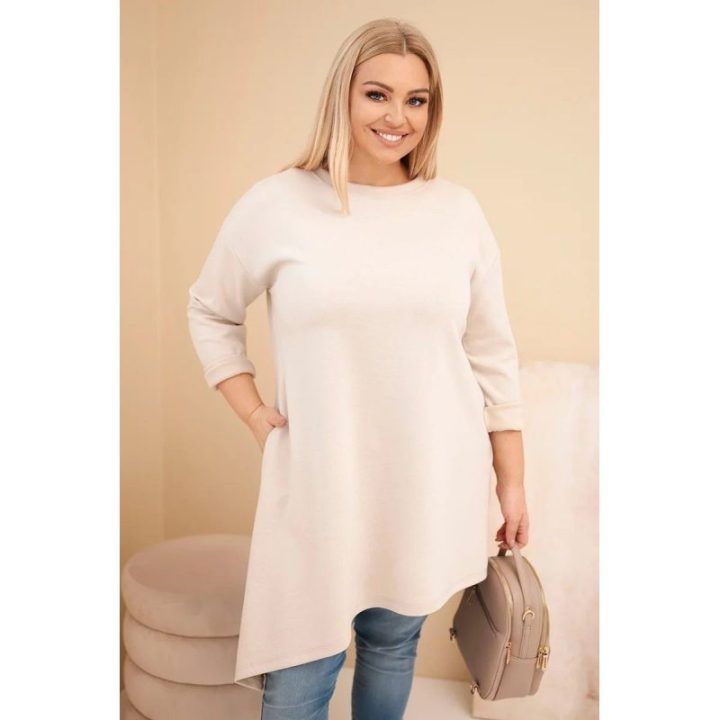 Moteriška Plus Size suknelė, smėlio spalvos