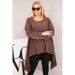 Moteriška Plus Size asimetrinio kirpimo tunika, ruda