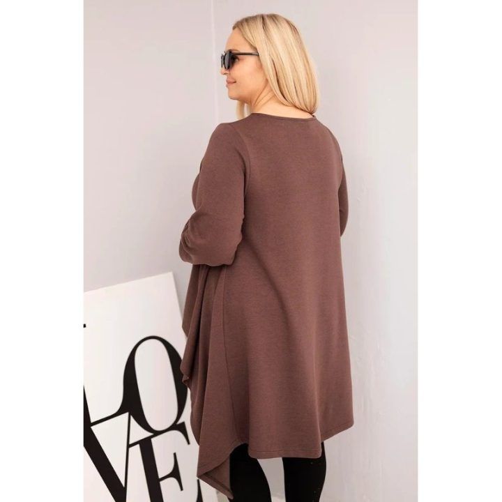 Moteriška Plus Size asimetrinio kirpimo tunika, ruda