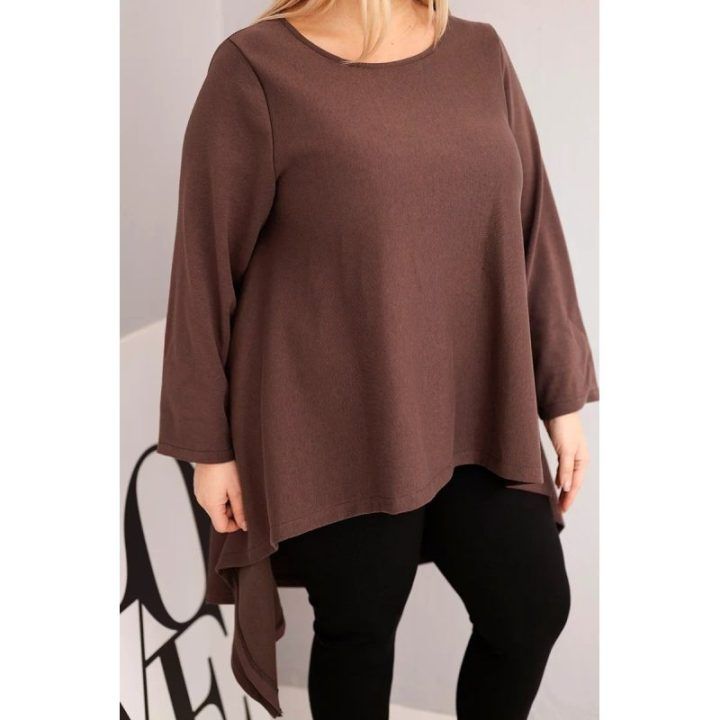 Moteriška Plus Size asimetrinio kirpimo tunika, ruda