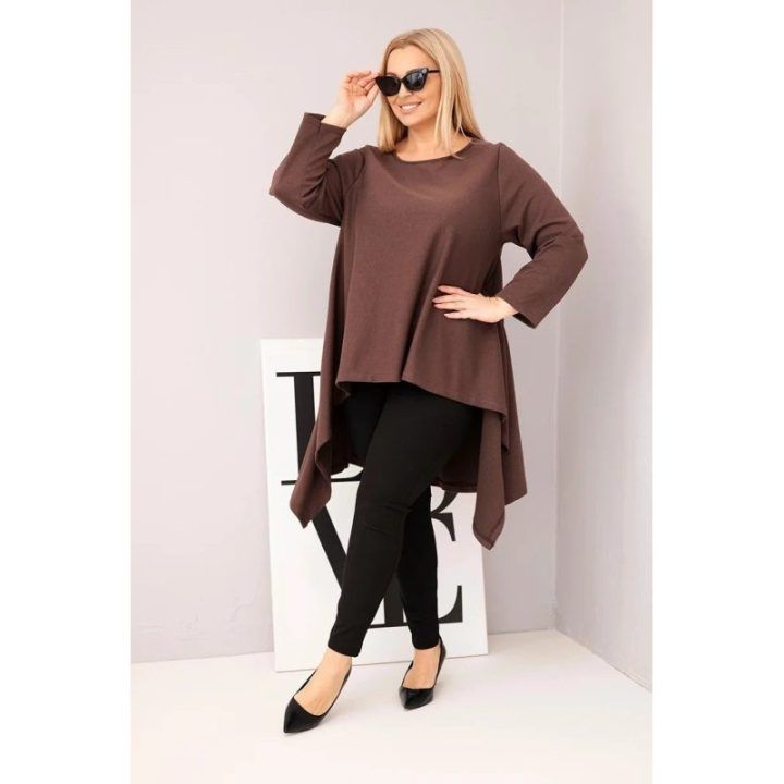 Moteriška Plus Size asimetrinio kirpimo tunika, ruda