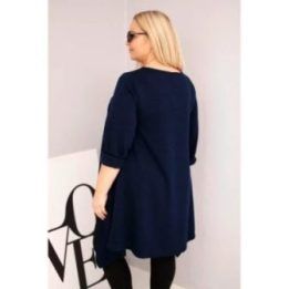 Moteriška Plus Size tamsiai mėlyna asimetrinio kirpimo tunika