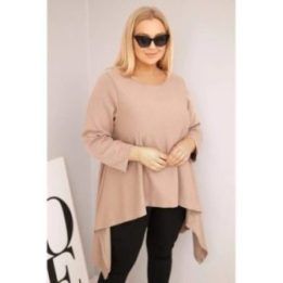 Moteriška Plus Size palaidinė su asimetriniu kirpimu, smėlio spalvos